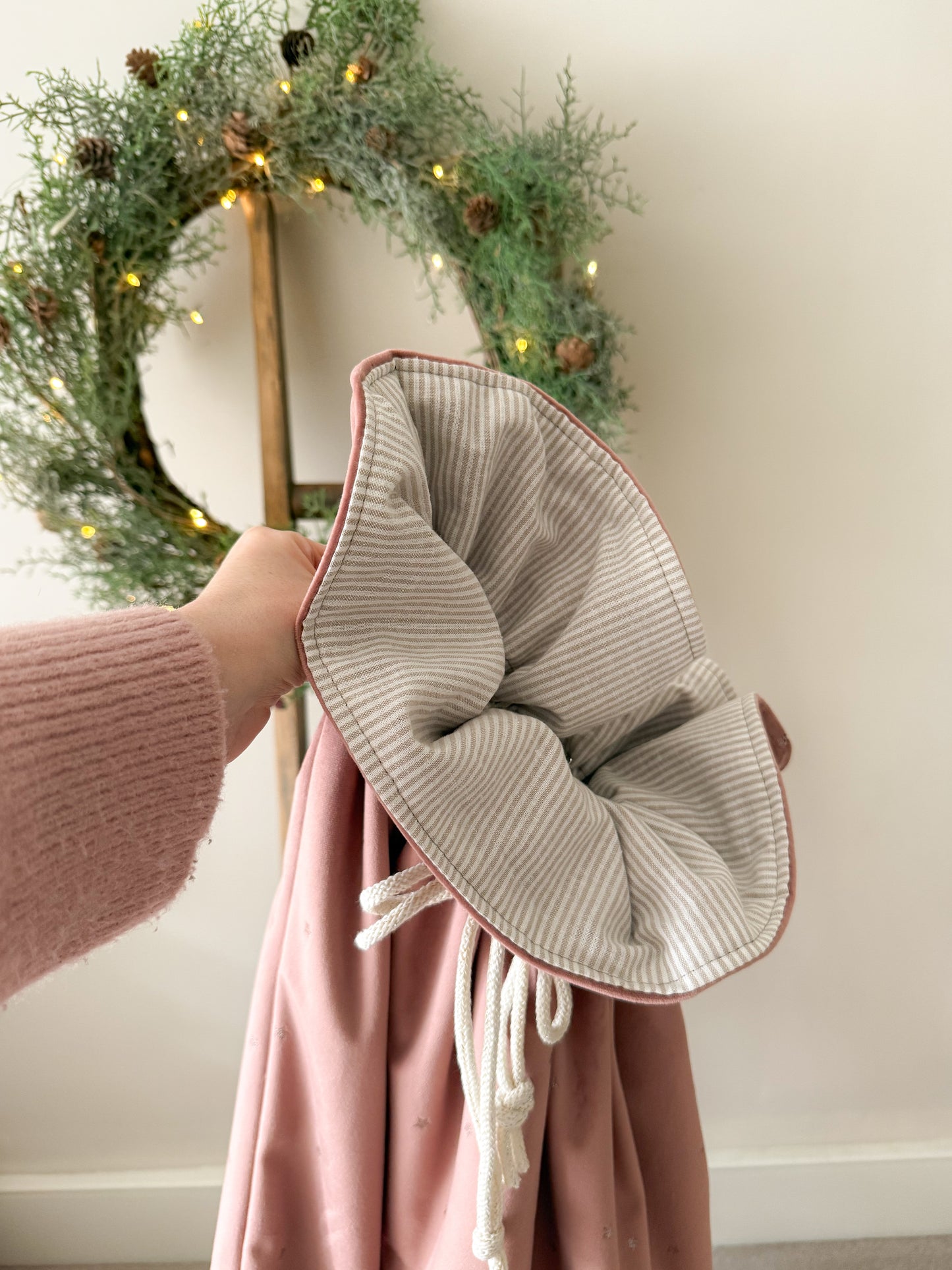 Étoile Christmas Sack - Old Rose Stardust / Stripe
