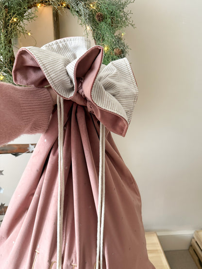 Étoile Christmas Sack - Old Rose Stardust / Stripe
