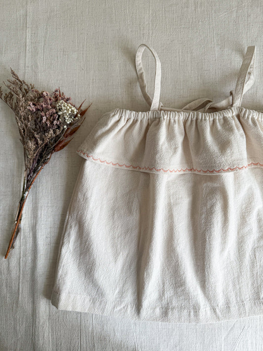 Thea Top - Vanilla / Contrast Stitch