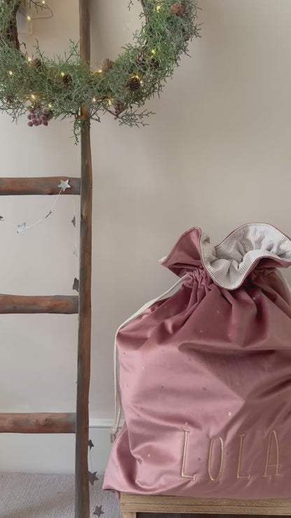 Étoile Christmas Sack - Old Rose Stardust / Stripe